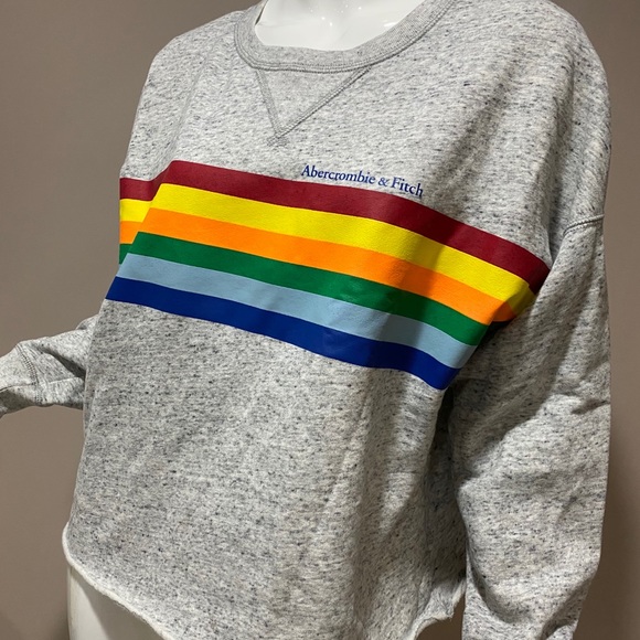 Abercrombie Rainbow 🌈 Cropped sweatshirt Large - Picture 6 of 8